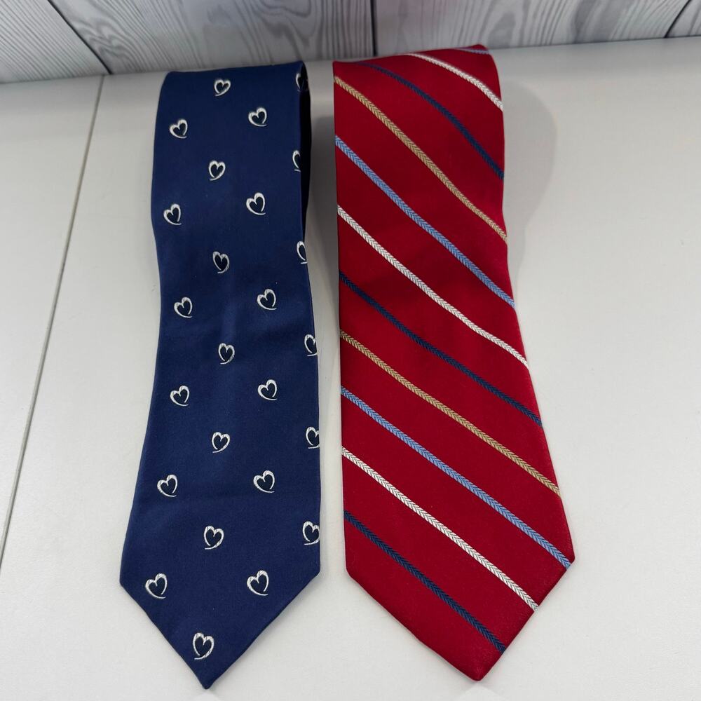 Paul Frederick - Men’s 100% Silk Neck Tie Lot of 2 Italian Silk Made USA